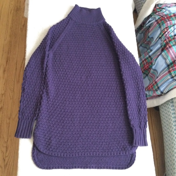 Gap Mockneck Chunky Long Tunic Sweater Purple/Blue - Sz Medium - Picture 7 of 16